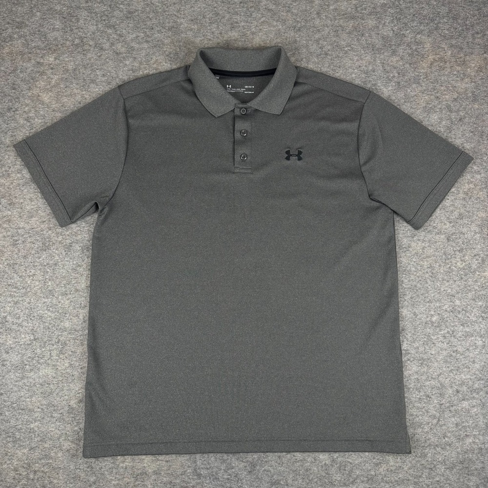 Under Armour HeatGear Polo Shirt Loose Polyester‎ Gray Golf Mens Large L